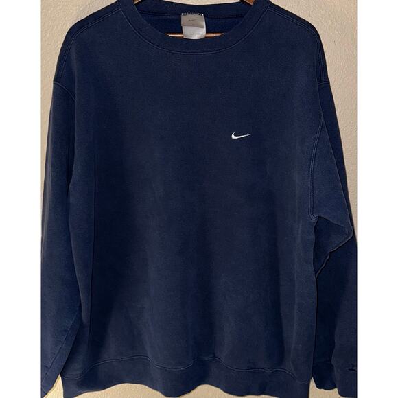👕 Nike Navy Blue Embroidered Swoosh Crewneck Sweatshirt Size XL